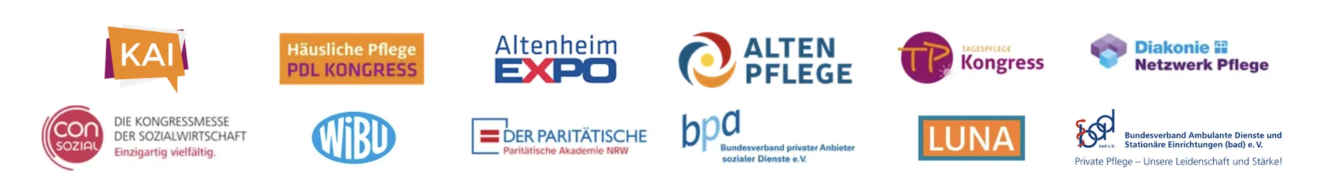 Event Logos - Deutscher Pflegetag, Häuslicher Pflegekongress, Tagespflegekongress, Altenpflegemesse und weitere